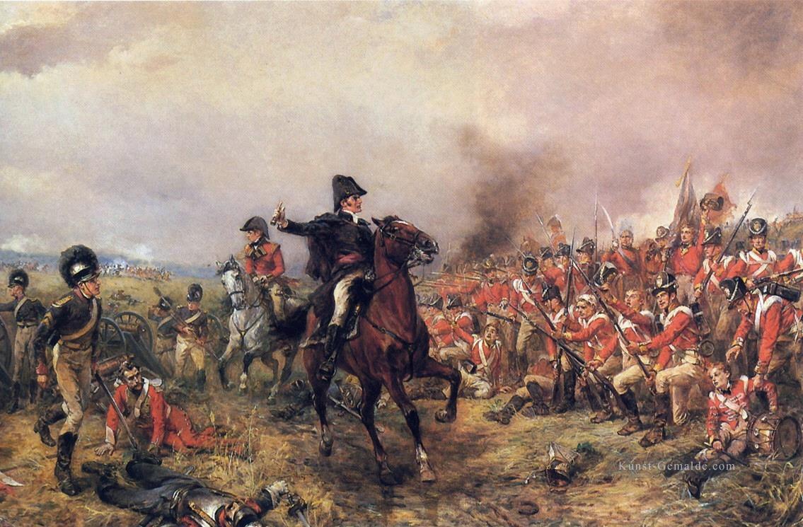 Wellington in Waterloo von Robert Alexander Hillingford Military War Ölgemälde